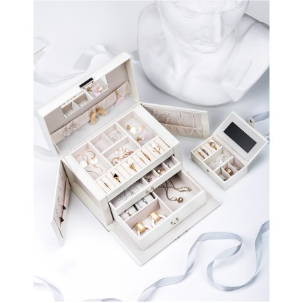 Boîte à bijoux UNIQ XL avec 20 compartiments - Blanc